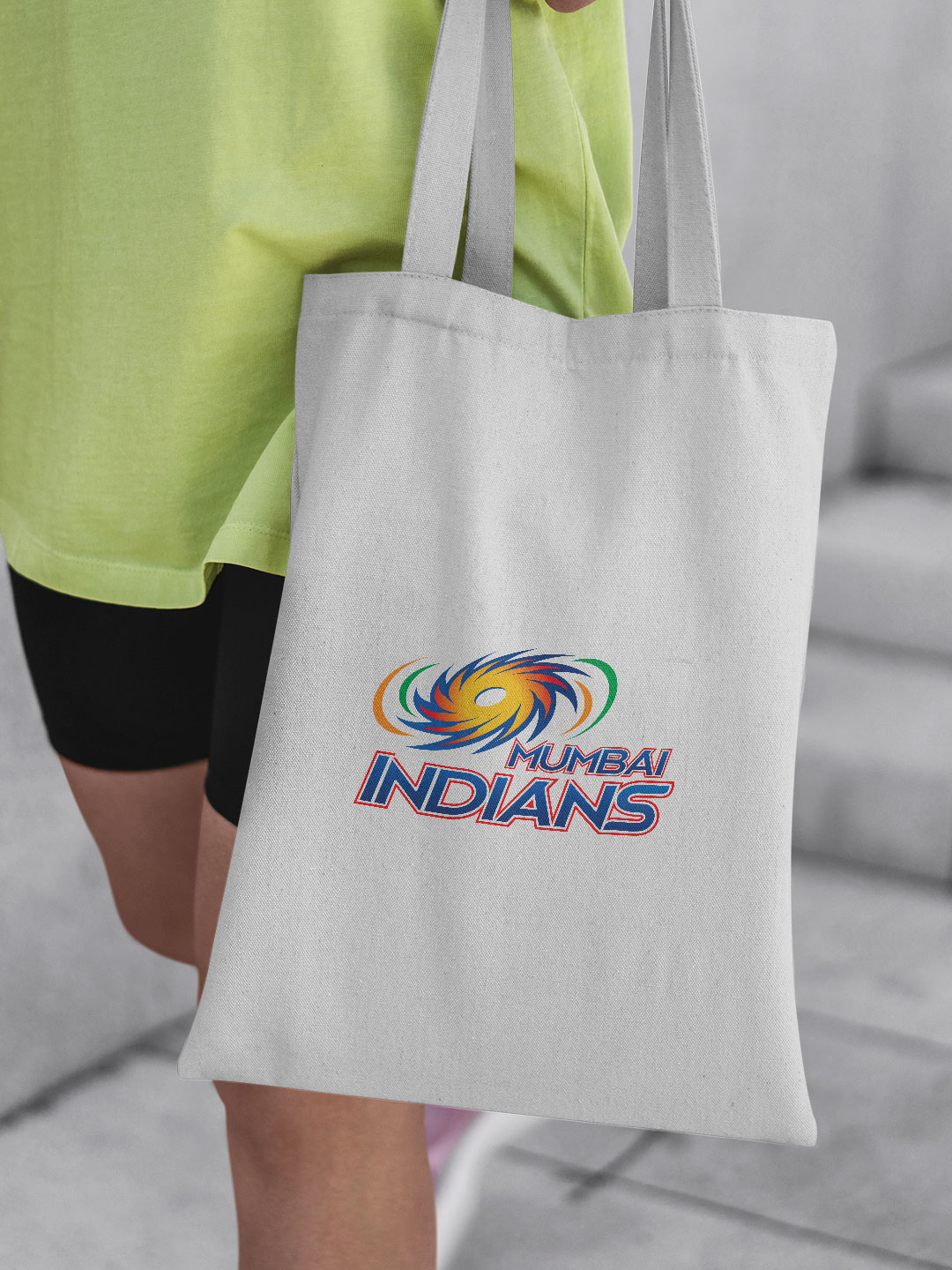 Mumbai Indians White and Blue Logo Printed Canvas Casual Tote Bag - (Pack of 1) (3)
