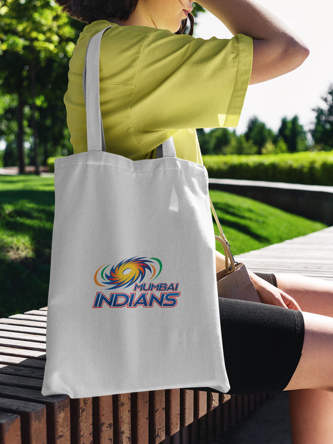 Mumbai Indians White and Blue Logo Printed Canvas Casual Tote Bag - (Pack of 1) (5)