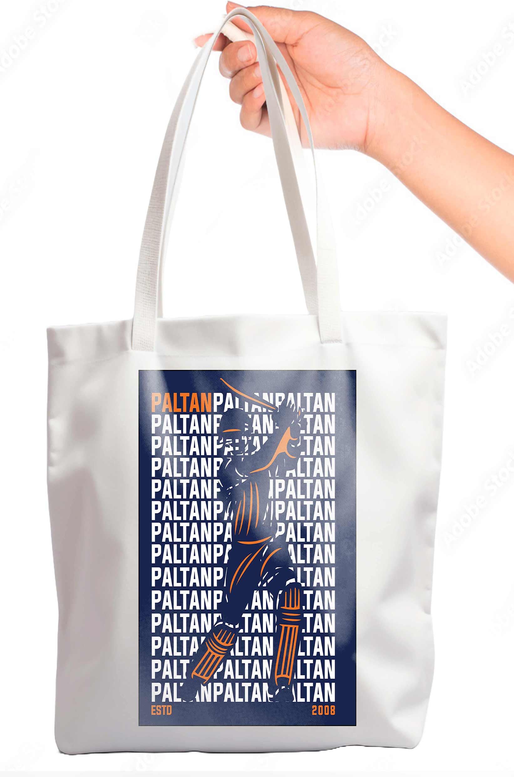 Mumbai Indians Printed Canvas Casual Tote Bag, Stylish Handbag For Men and Women - Pack of 1 (White/Blue) (6)