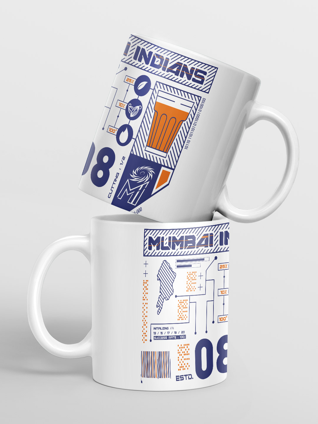 Ceramic Glossy Printed Mug, Microwave and Dishwasher Safe, Tea and Coffee Mug - 325 ml (White/Blue) - Pack of 1