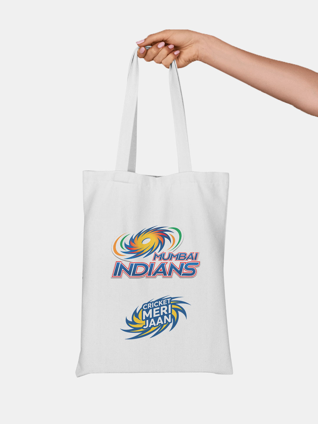 White and Blue Printed Cricket Meri Jaan Canvas Casual Tote Bag - (Pack of 1)