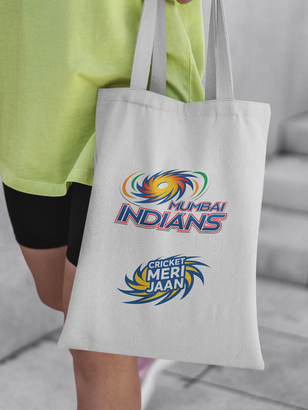 Mumbai Indians White and Blue Printed Cricket Meri Jaan Canvas Casual Tote Bag - (Pack of 1) (2)