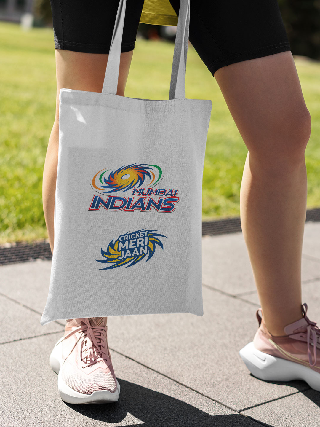 Mumbai Indians White and Blue Printed Cricket Meri Jaan Canvas Casual Tote Bag - (Pack of 1) (4)