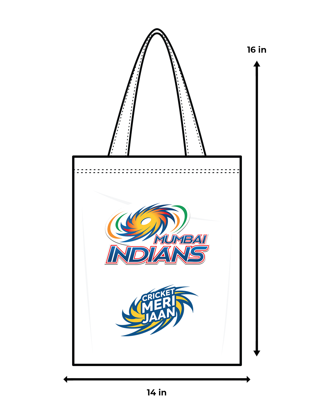 Mumbai Indians White and Blue Printed Cricket Meri Jaan Canvas Casual Tote Bag - (Pack of 1) (6)