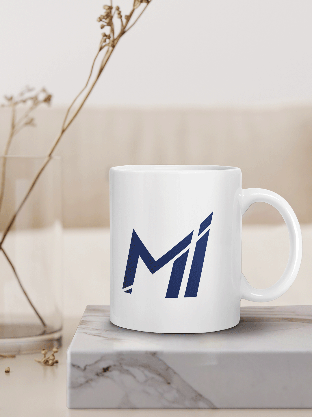 Mumbai Indians White and Navy Blue MI Printed Ceramic Glossy Mug 325 ml - (Pack of 1) (7)