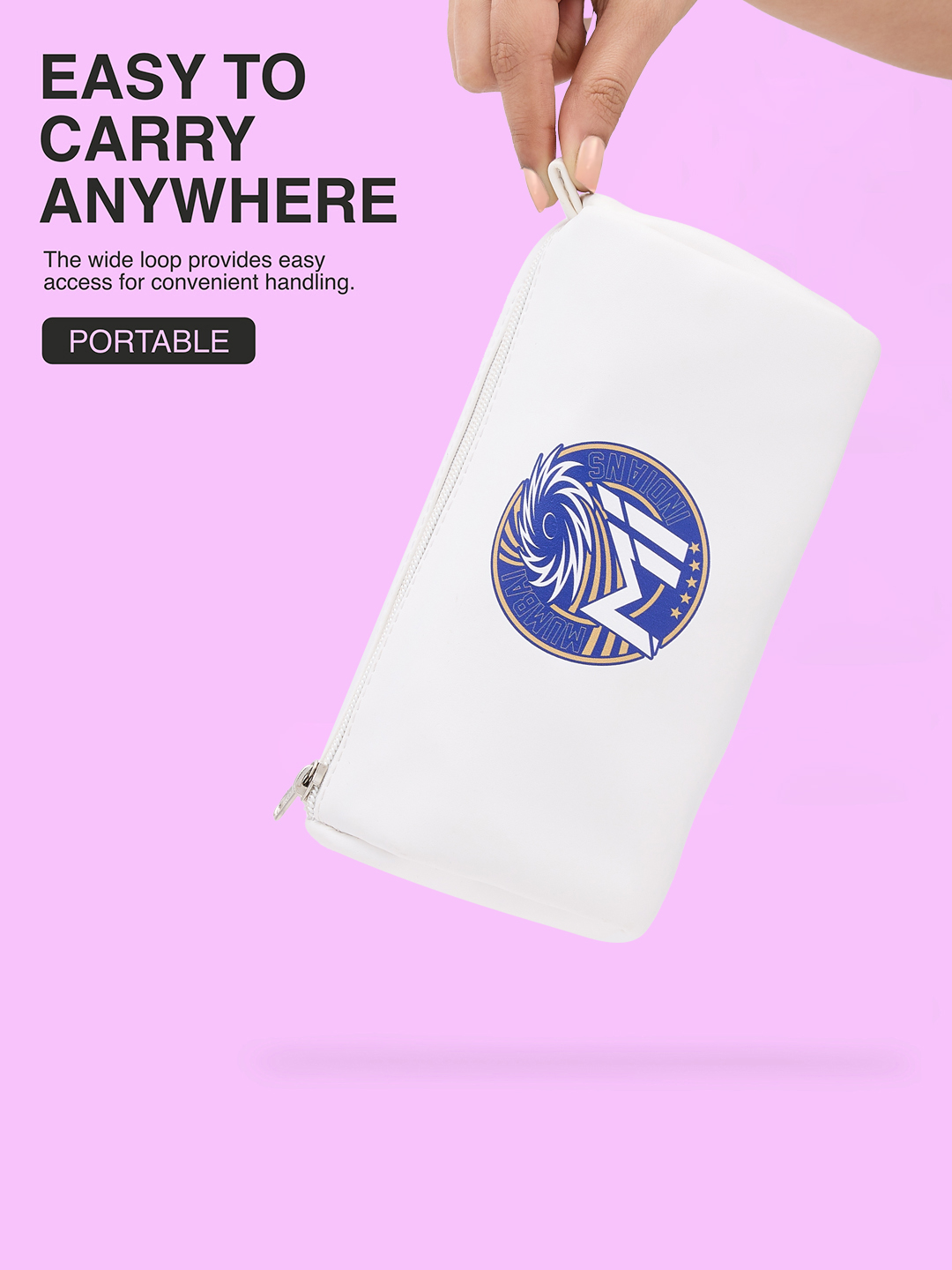 Mumbai Indians Lightweight Travel Organiser Compact Size Multi-Purpose Pouch for Men and Women (White/Blue) (4)