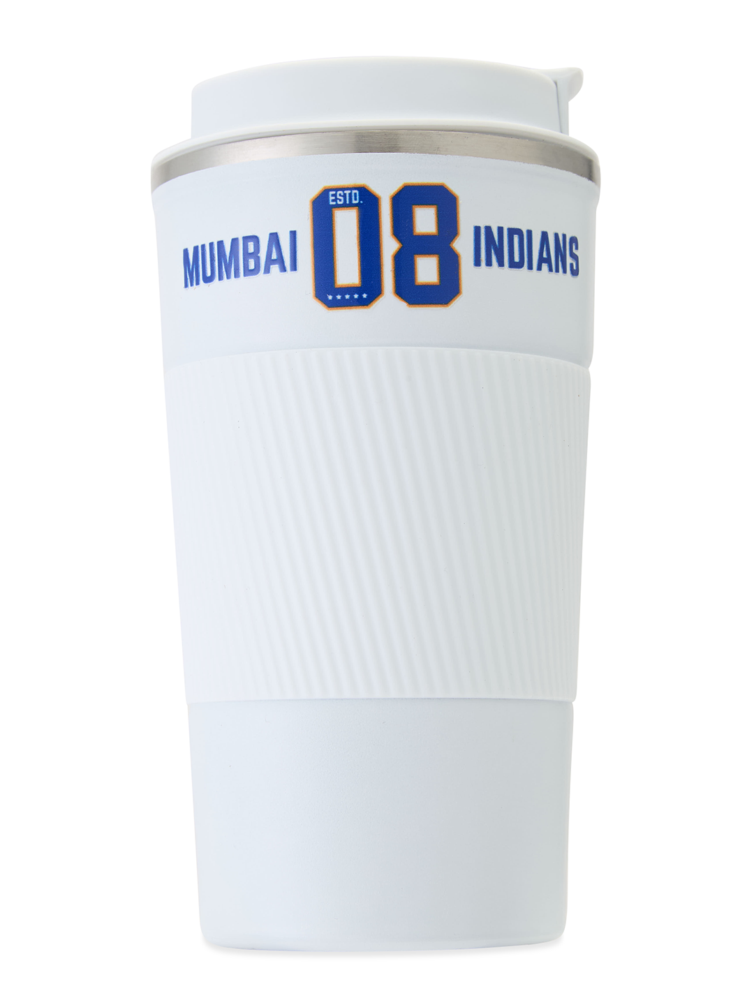 Vacuum Insulated Double-Walled with Spill Proof Flip Top Stainless Steel Coffee Tumbler - 400 ML (White)
