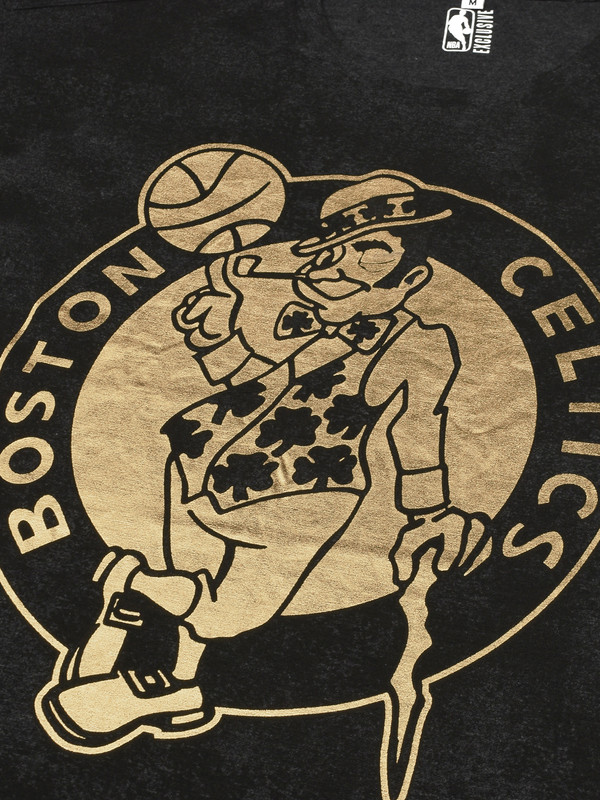 NBA - Boston Celtics Men Anthra Melange Printed Short Sleeves Oversized Gold Foil T-Shirt (2)