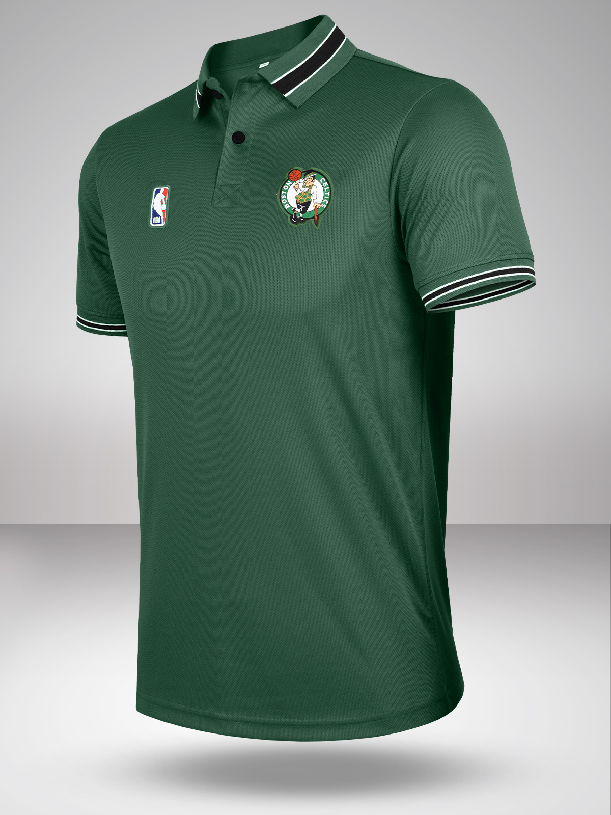 NBA - Boston Celtics Men Green Solid Polo Collar Performance T-Shirt (1)