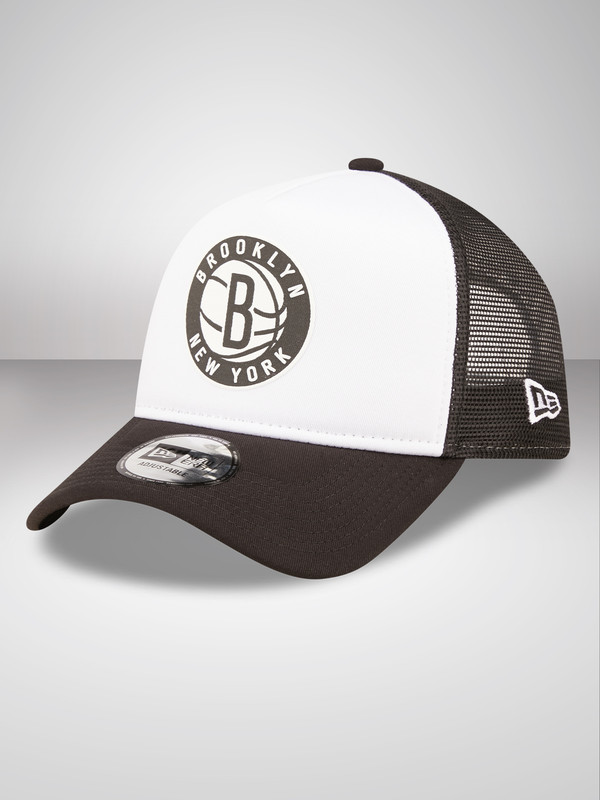 NBA - Brooklyn Nets Block Brooklyn Nets Team Color White A-Frame Trucker Cap (2)