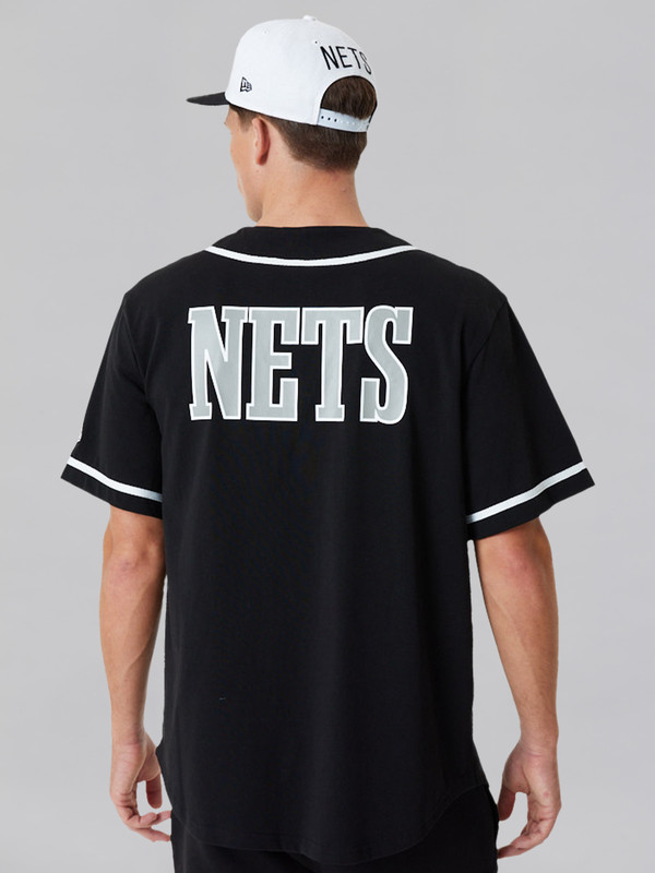 NBA - Brooklyn Nets Brooklyn Nets NBA Baseball Jersey Black T-Shirt (4)