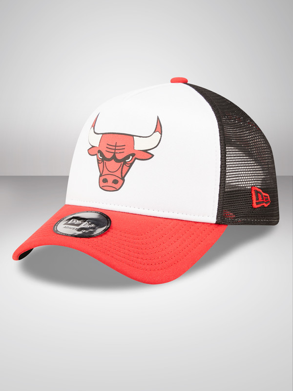 NBA - Chicago Bulls Chicago Bulls Team Color Block White A-Frame Trucker Cap (2)