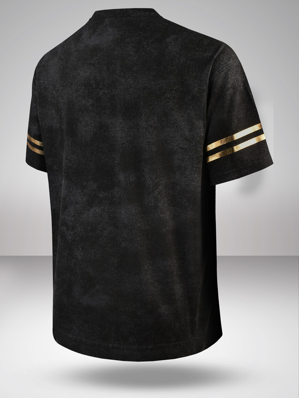 NBA - Chicago Bulls Men Anthra Melange Printed Short Sleeves Oversized Gold Foil T-Shirt (2)