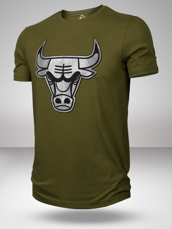 Men Green Printed Short Sleeves Gun Metal Classic Crest T-Shirt