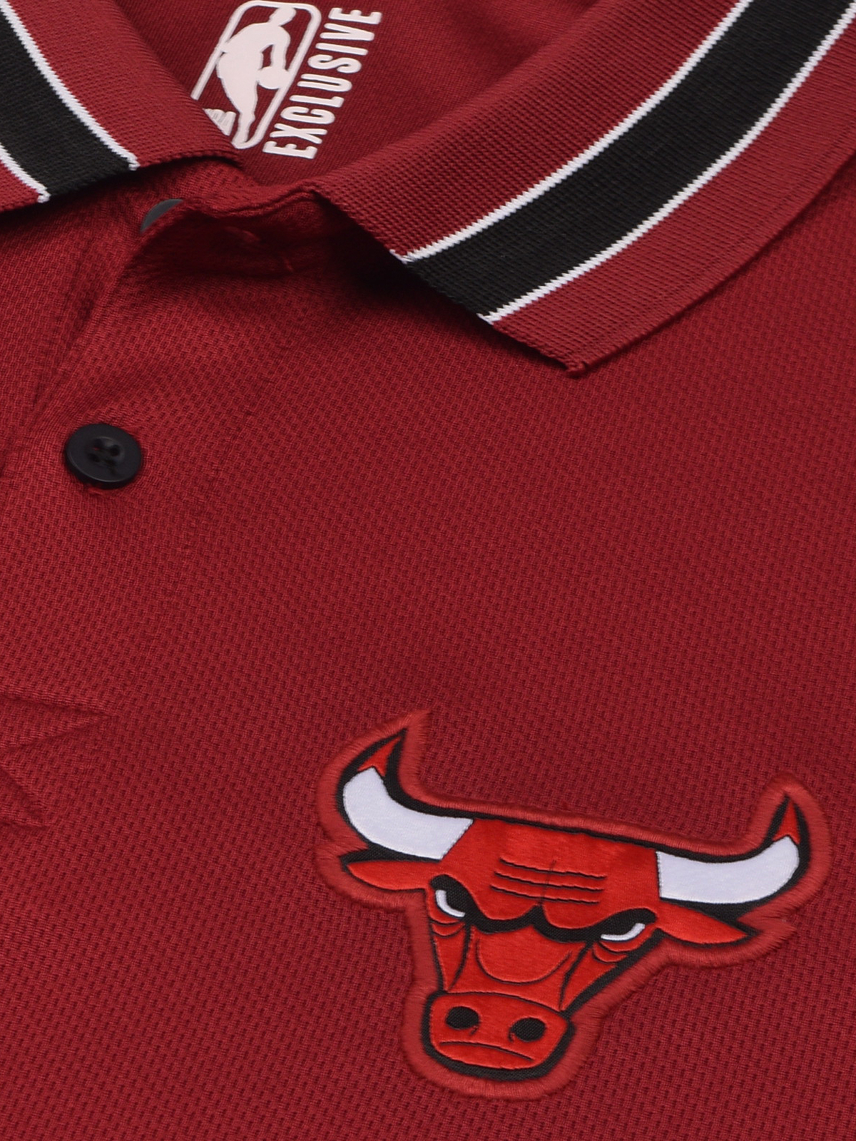 NBA - Chicago Bulls Men Maroon Solid Polo Collar Performance T-Shirt (3)
