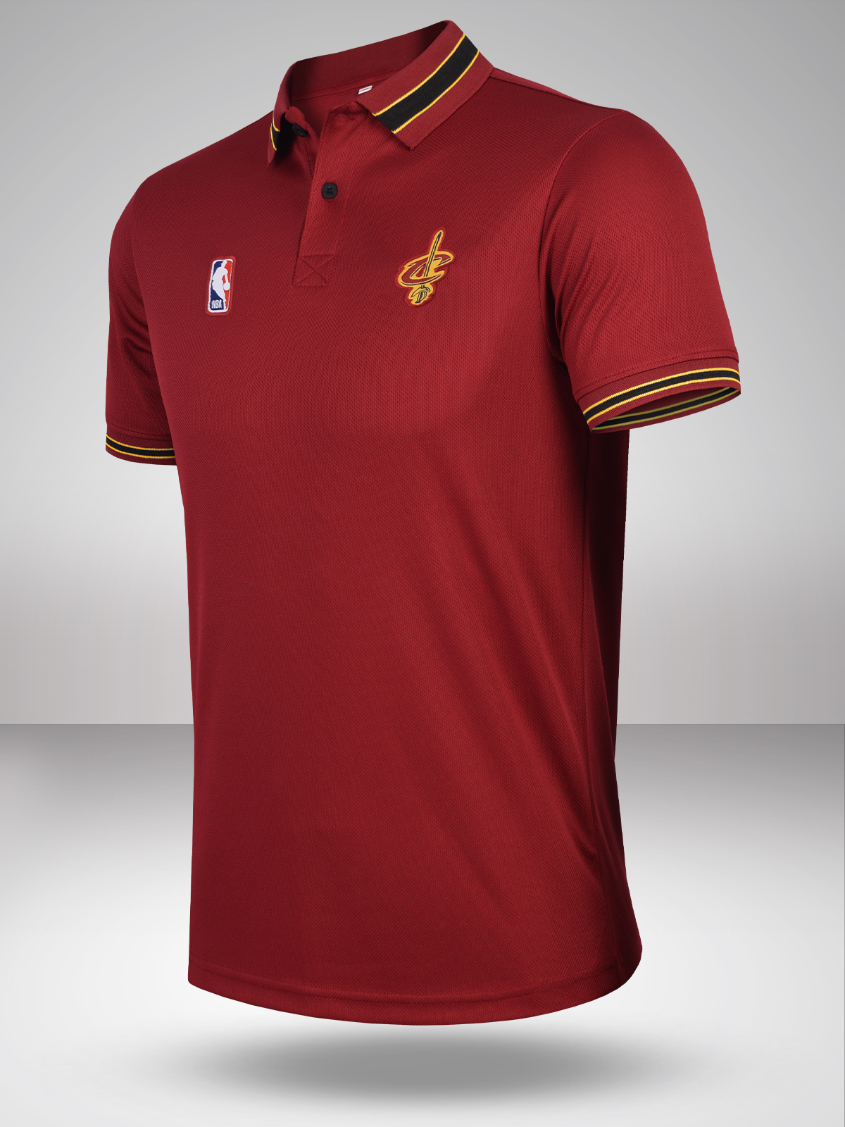 NBA - Cleveland Cavaliers Men Maroon Solid Polo Collar Performance T-Shirt (1)