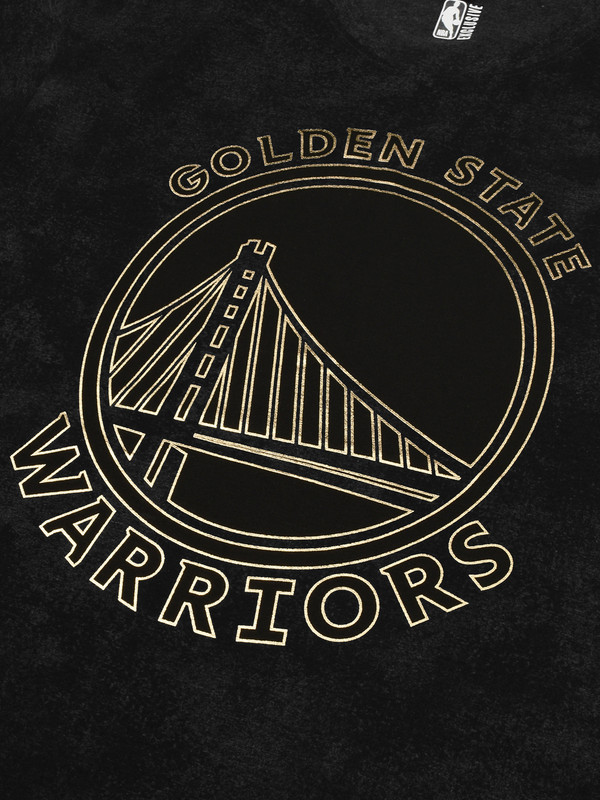 NBA - Golden State Warriors Men Anthra Melange Printed Short Sleeves Oversized Gold Foil T-Shirt (2)