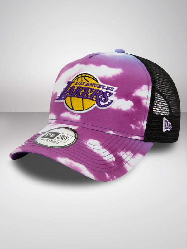 NBA - Los Angeles Lakers LA Lakers Cloud All Over Print Purple A-Frame Trucker Cap (2)