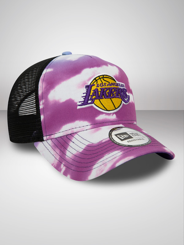 NBA - Los Angeles Lakers LA Lakers Cloud All Over Print Purple A-Frame Trucker Cap (3)