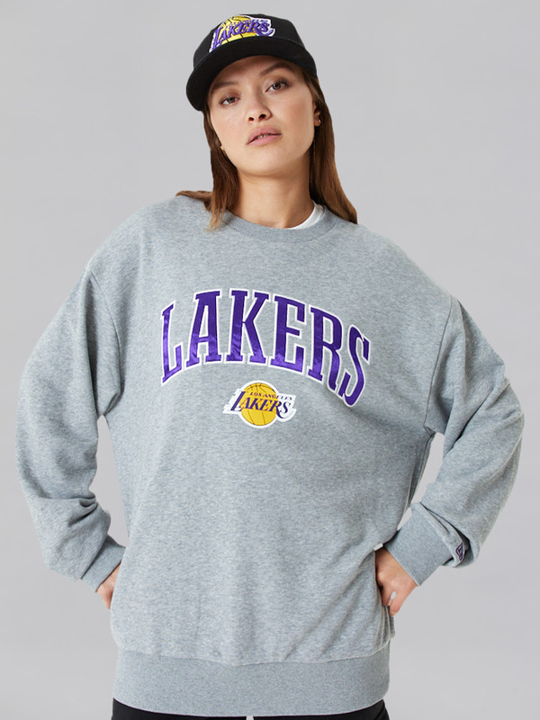 NBA - Los Angeles Lakers LA Lakers NBA Applique Grey Crew Neck Sweatshirt (2)