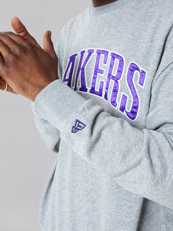 NBA - Los Angeles Lakers LA Lakers NBA Applique Grey Crew Neck Sweatshirt (4)