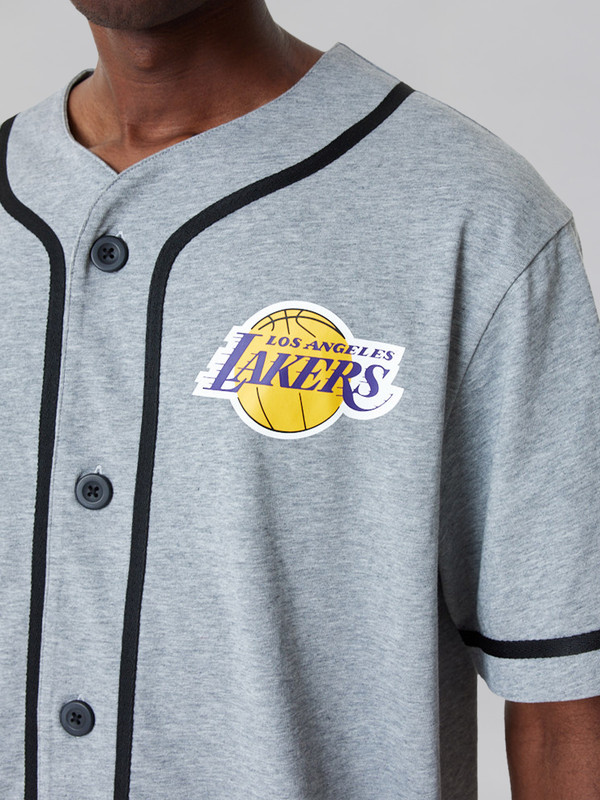 NBA - Los Angeles Lakers LA Lakers NBA Baseball Jersey Grey T-Shirt (2)