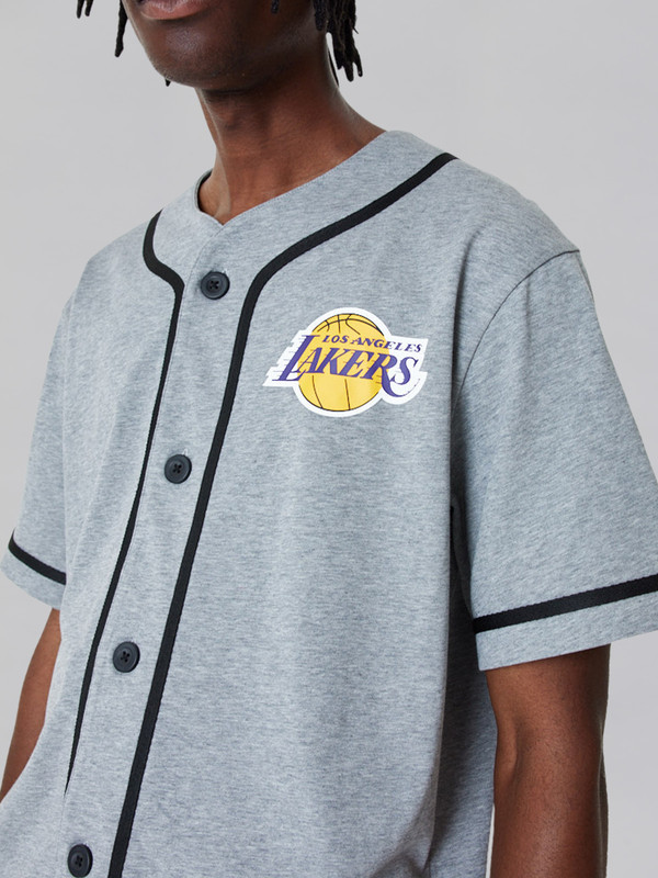 NBA - Los Angeles Lakers LA Lakers NBA Baseball Jersey Grey T-Shirt (3)