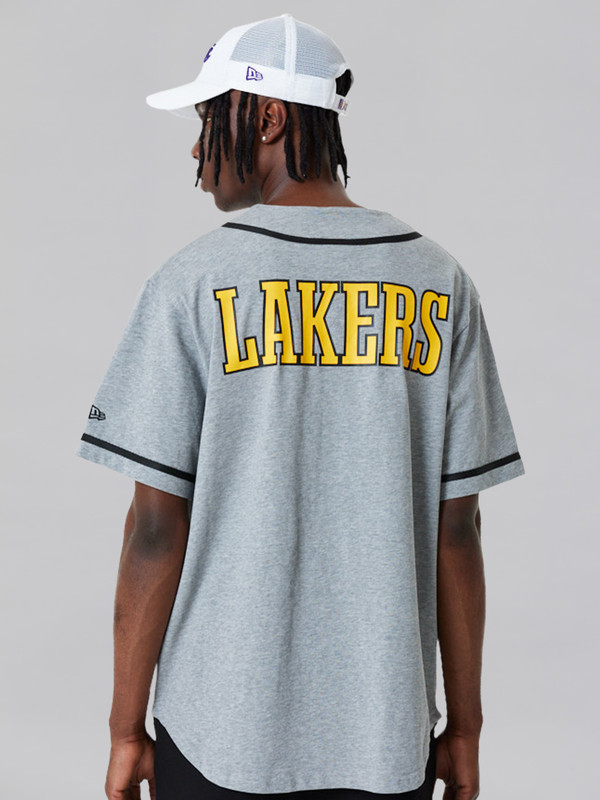 NBA - Los Angeles Lakers LA Lakers NBA Baseball Jersey Grey T-Shirt (4)