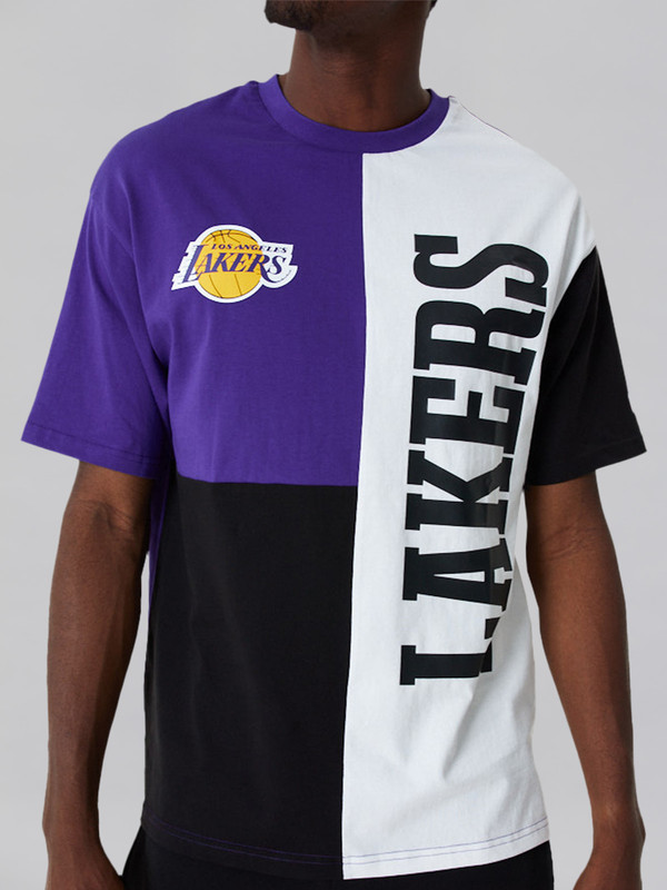 NBA - Los Angeles Lakers LA Lakers NBA Cut And Sew Purple Oversized T-Shirt (2)