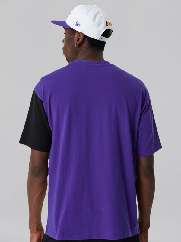 NBA - Los Angeles Lakers LA Lakers NBA Cut And Sew Purple Oversized T-Shirt (4)