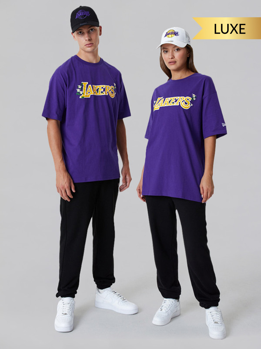 LA Lakers NBA Floral Graphic Oversized Purple T-Shirt