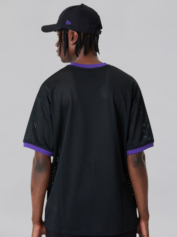 NBA - Los Angeles Lakers LA Lakers NBA Team Logo Mesh Black Oversized T-Shirt (4)