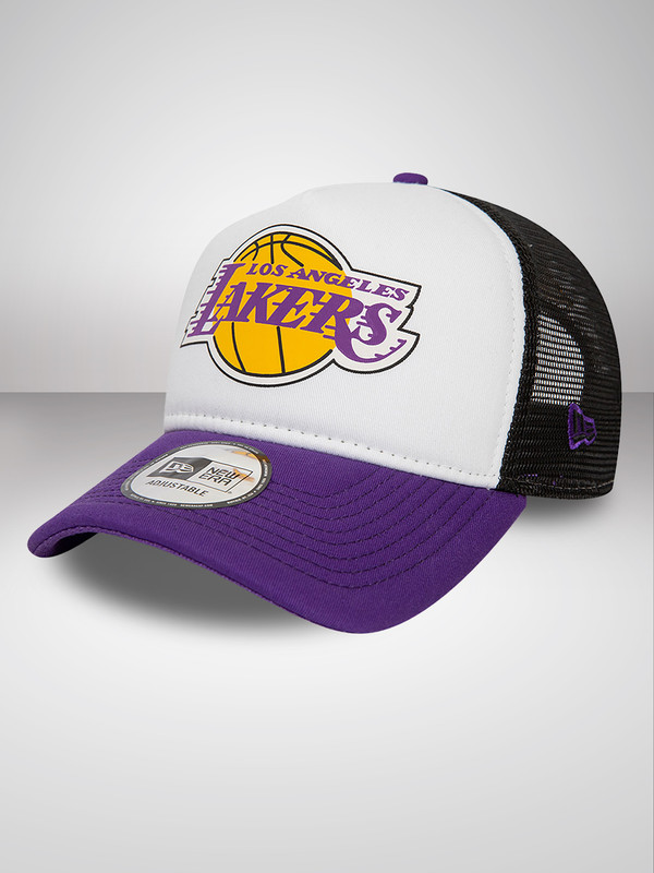 NBA - Los Angeles Lakers LA Lakers Team Color Block White A-Frame Trucker Cap (2)