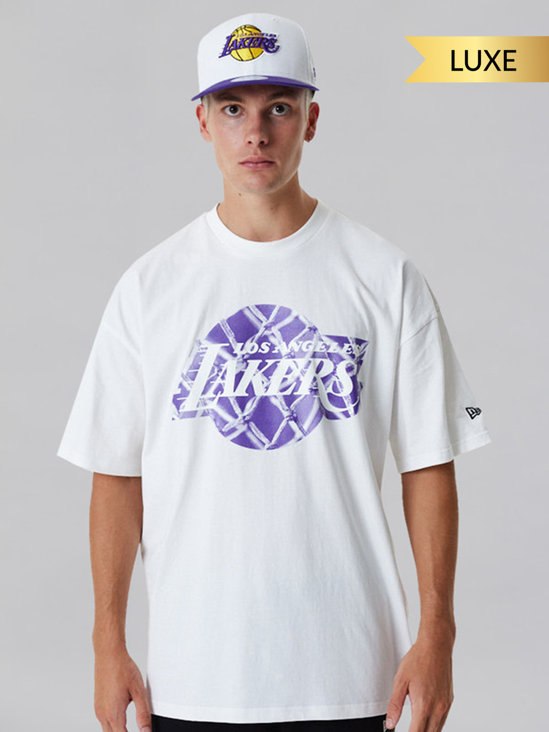 Los Anageles Lakers NBA Infill Logo White Oversized T-Shirt