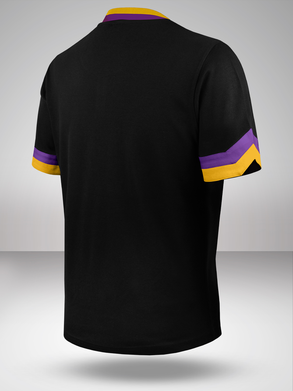 NBA - Los Angeles Lakers Men Black and Purple Typography Printed Bomber Henley T-Shirt (2)