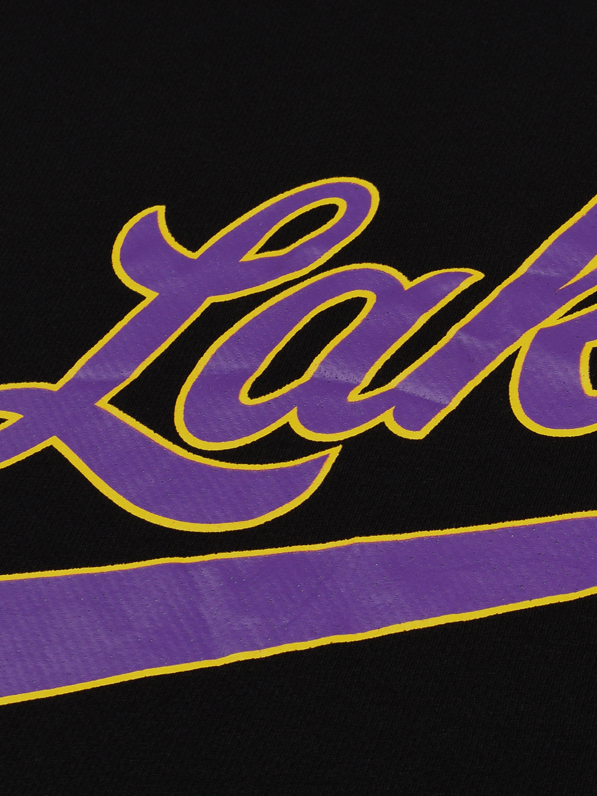 NBA - Los Angeles Lakers Men Black and Purple Typography Printed Bomber Henley T-Shirt (3)