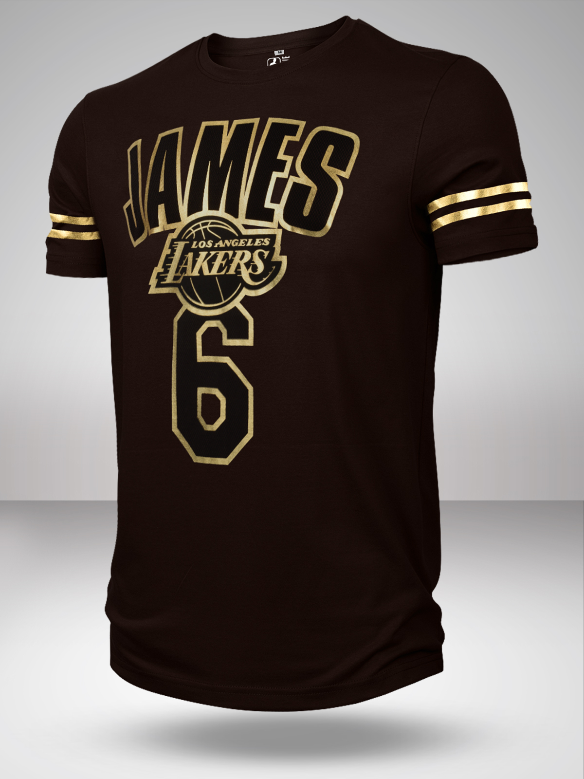 Men Brown Printed Short Sleeves Lebron James Player T-Shirt