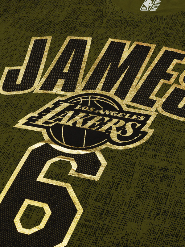 NBA - Los Angeles Lakers Men Green Printed Short Sleeves Lebron James Player T-Shirt (2)