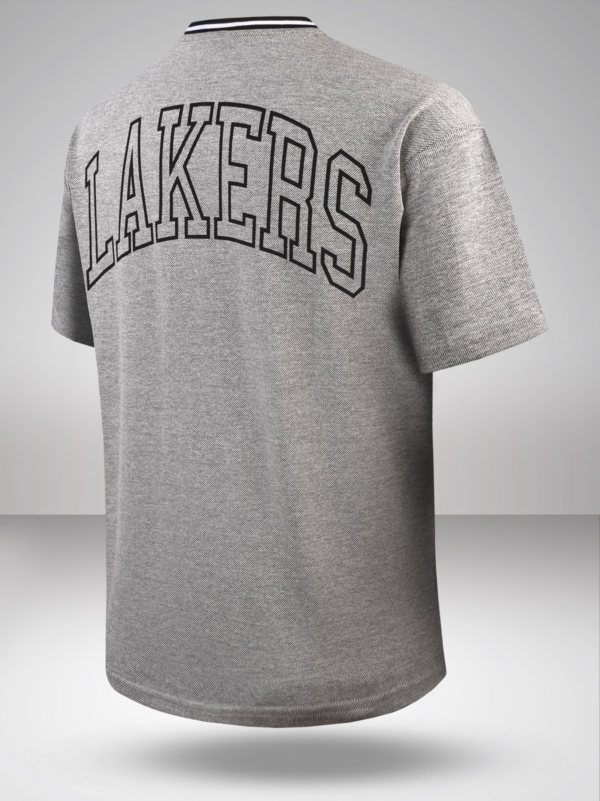 NBA - Los Angeles Lakers Men Grey Graphic Printed Half Sleeves Oversized Grindle T-Shirt (2)