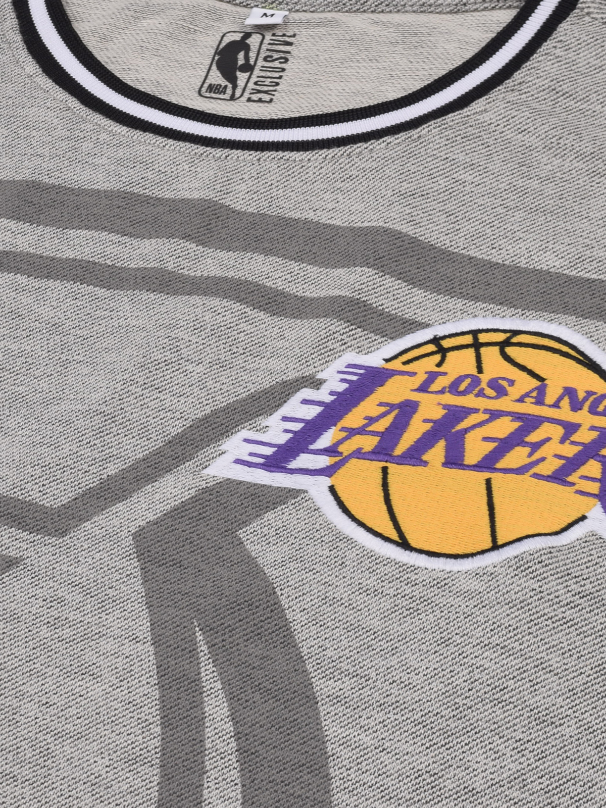 NBA - Los Angeles Lakers Men Grey Graphic Printed Half Sleeves Oversized Grindle T-Shirt (4)