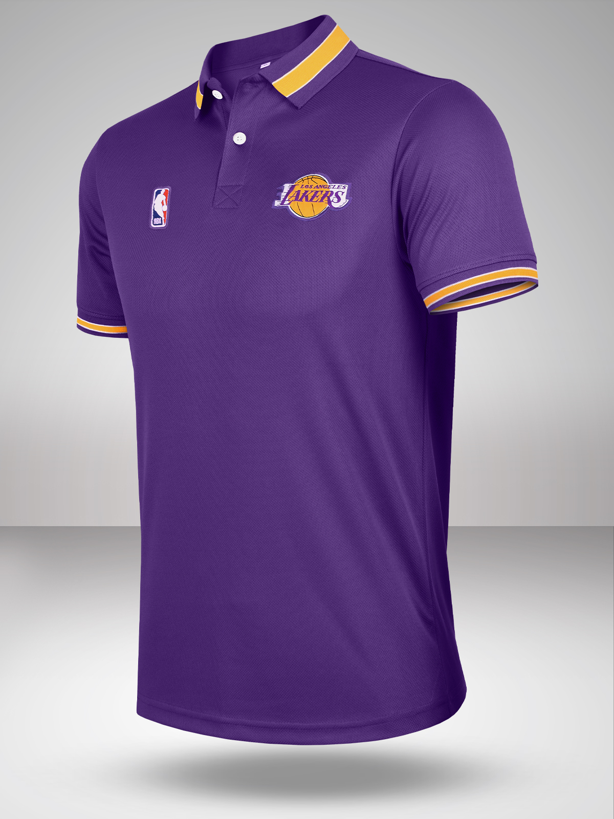 NBA - Los Angeles Lakers Men Purple Solid Polo Collar Performance T-Shirt