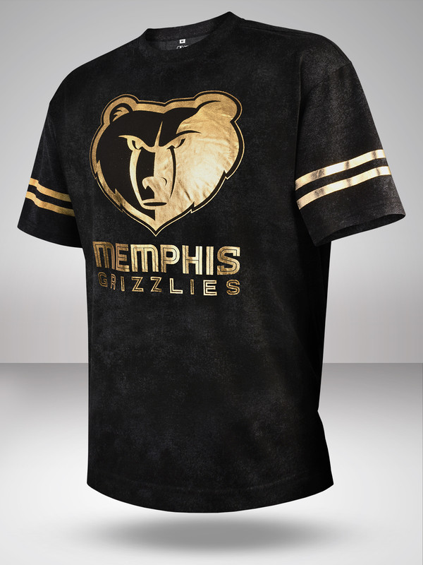 Men Anthra Melange Printed Short Sleeves Oversized Gold Foil T-Shirt
