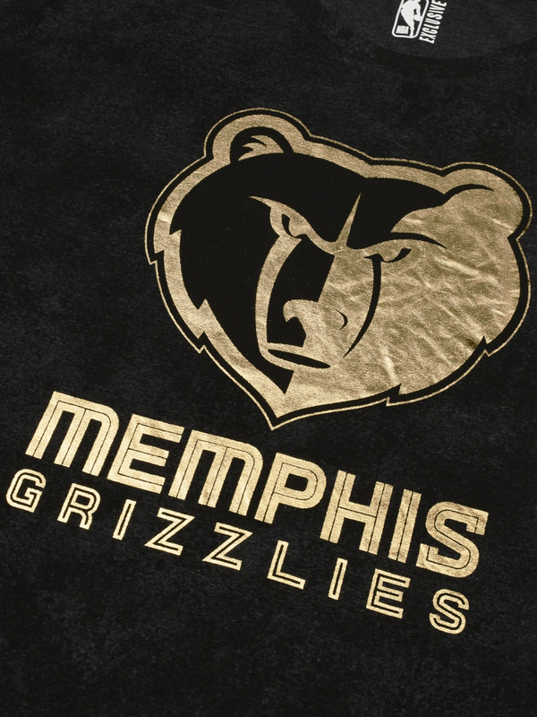 NBA - Memphis Grizzlies Men Anthra Melange Printed Short Sleeves Oversized Gold Foil T-Shirt (2)