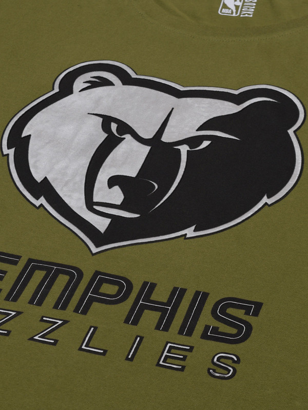 NBA - Memphis Grizzlies Men Green Printed Short Sleeves Gun Metal Classic Crest T-Shirt (3)