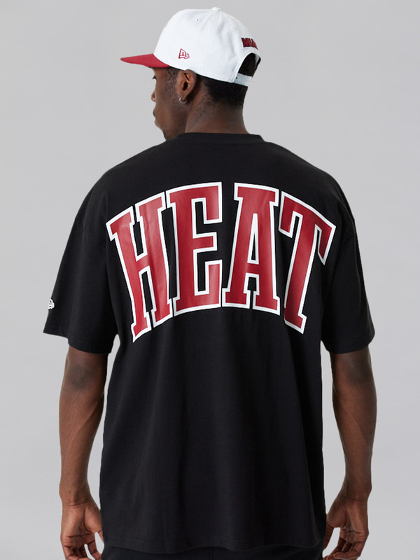NBA - Miami Heat Miami Heat NBA Infill Logo Black Oversized T-Shirt (4)