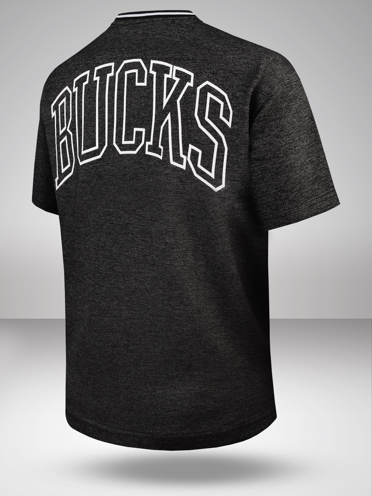 NBA - Milwaukee Bucks Men Anthra Graphic Printed Half Sleeves Oversized Grindle T-Shirt (2)