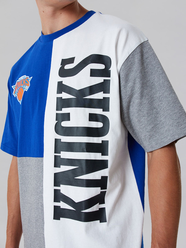 NBA - New York Knicks New York Knicks NBA Cut And Sew Blue Oversized T-Shirt (3)