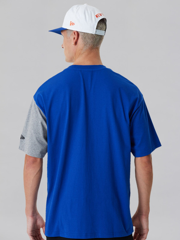 NBA - New York Knicks New York Knicks NBA Cut And Sew Blue Oversized T-Shirt (4)
