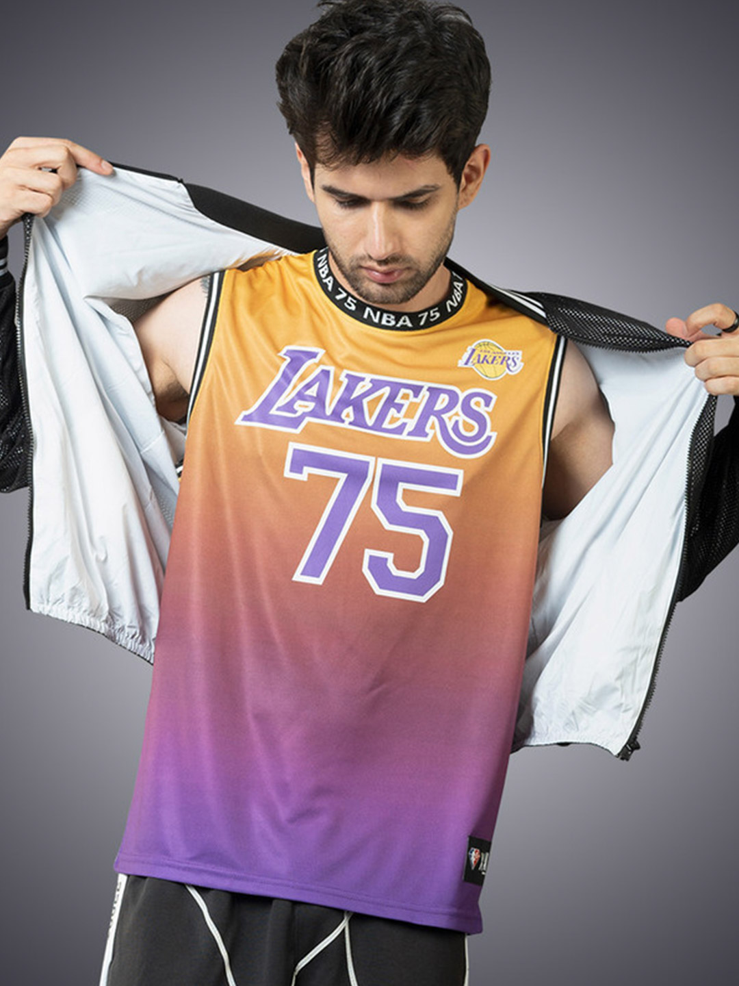 NBA - 75th Year Celebration (Limited Celebration) Unisex Mustard and Purple Printed Sleeveless Jersey (1)