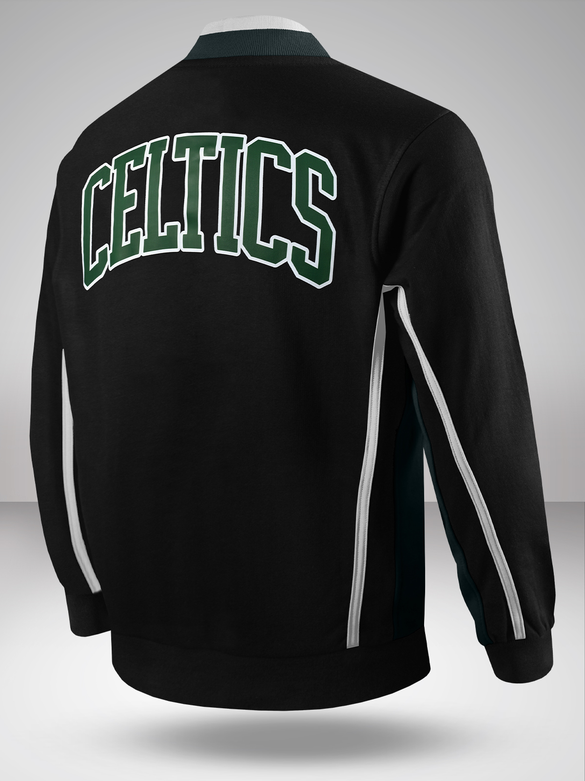 NBA - Boston Celtics Men Black Logo Printed Full Sleeves Stand-Collar Outdoor Polyester Bomber Jacket (2)